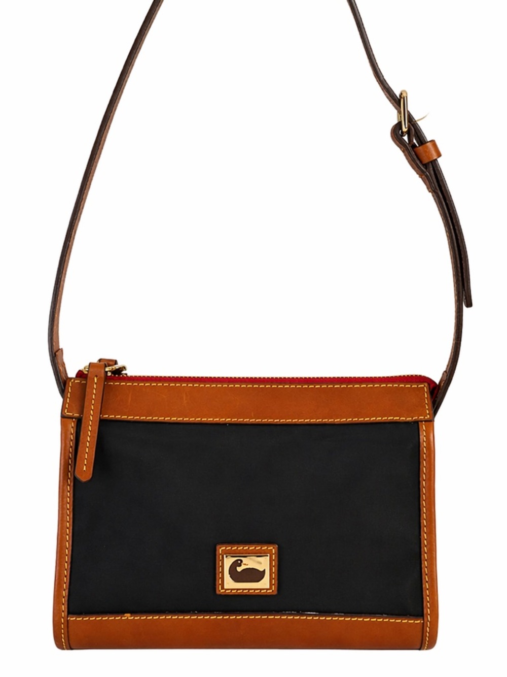 Vintage Dooney & Bourke AWL Duck Shoulder Bag Black British Tan Rare Short Strap